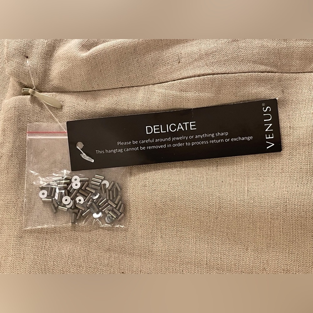 Venus Pants Beaded Linen Blend Bohemian Tan Size 8 - Picture 13 of 16